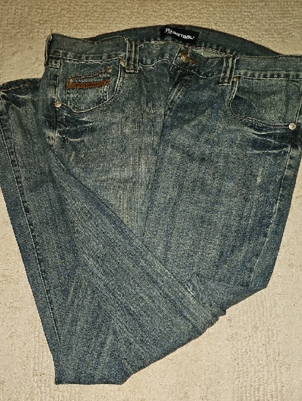 Petrol Mens Denim Jeans with Contrast Stitching - Picture 2 of 3